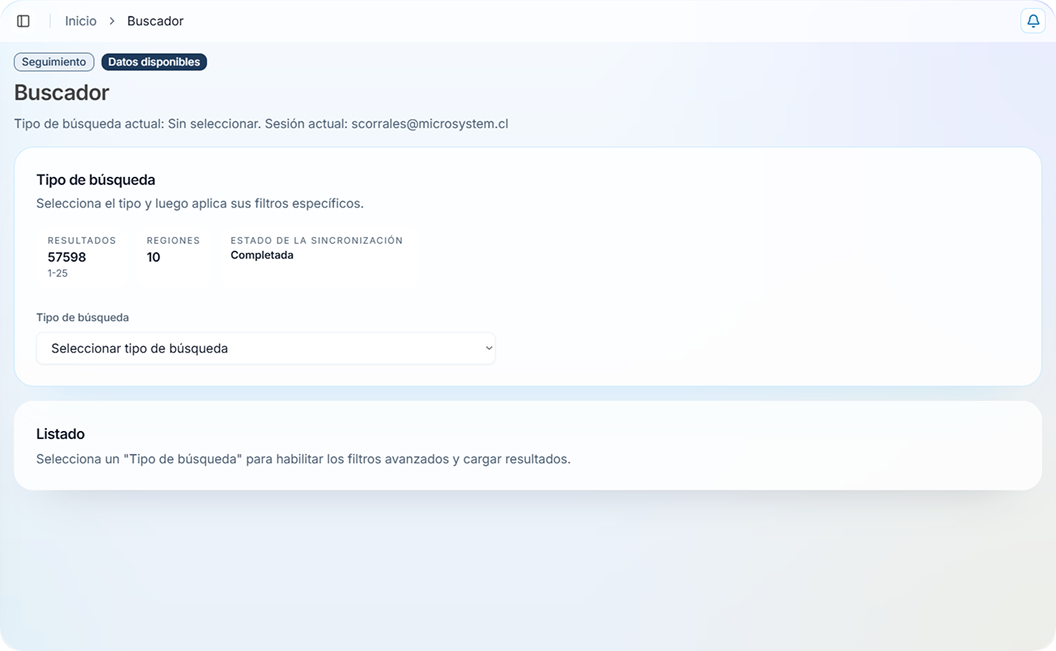 Vista previa de la plataforma Legal Tracking